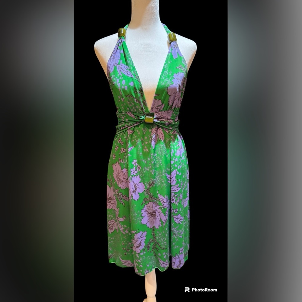 NWOT Women’s Sexy Yet Classy Boutique Backless Dress Color Green & Purple Size M